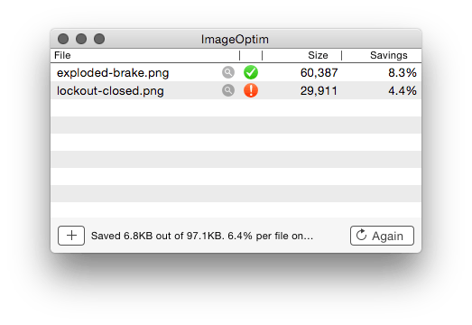 Bad News! Red X in ImageOptim